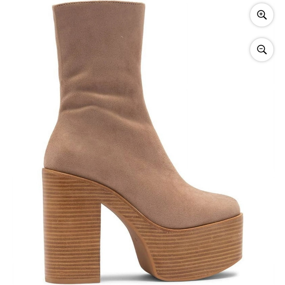 Jeffrey Campbell Tan Ankle Boots with Platform and Block Heel